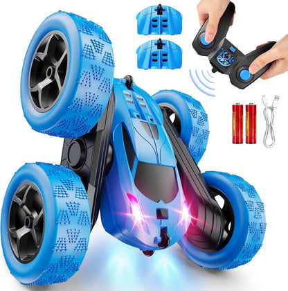 4WD RC Stunt Car with 9 Trick Moves and 90-Minute Battery, LED Headlights for Kids Age 6 Plus