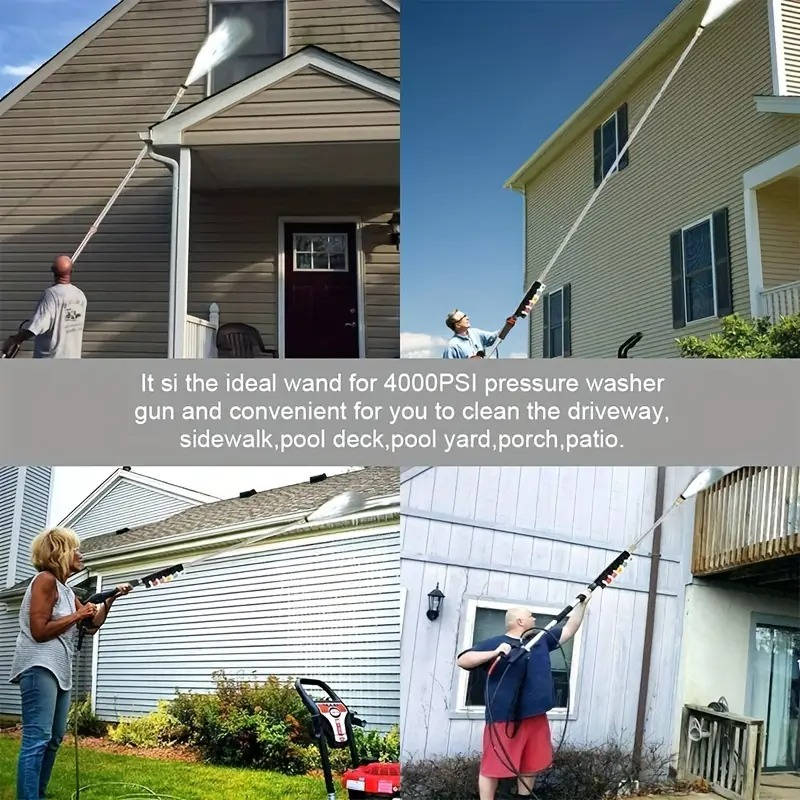 Telescoping Pressure Washer Wand with Dual Straight and Curved Sections and 6 Spray Nozzles