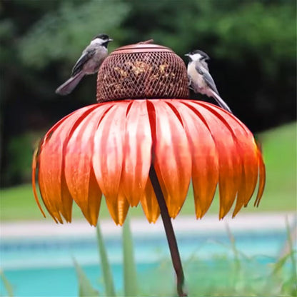 Flower Shaped Bird Feeder with Mesh Squirrel Barrier and Ground Stake All Vera Mart