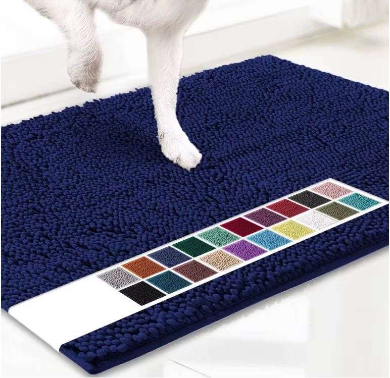 Microfiber Chenille Door Mat with TPE Anti-Slip Backing and Machine Washable Construction