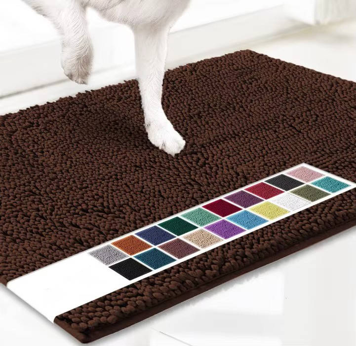 Microfiber Chenille Door Mat with TPE Anti-Slip Backing and Machine Washable Construction