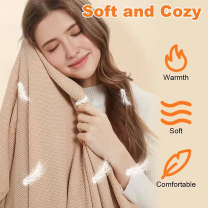 USB Heated Shawl Blanket with Three Heat Levels and Eight Heating Zones