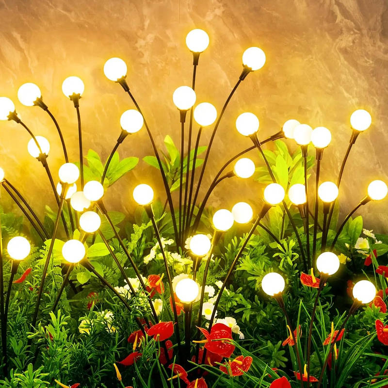 Solar Swaying Garden Lights with 6 LED Fireflies and Auto Dusk Sensor