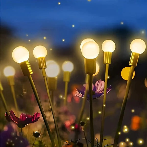 Solar Swaying Garden Lights with 6 LED Fireflies and Auto Dusk Sensor