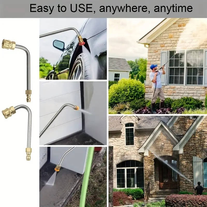 Telescoping Pressure Washer Wand with Dual Straight and Curved Sections and 6 Spray Nozzles