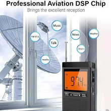 AM/FM Pocket Radio with Weather Alert and Dual Alarm, LCD Display