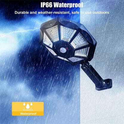 Outdoor Motion Sensor Flood Light with 168 LED and Dual Rotating Heads, Solar Powered