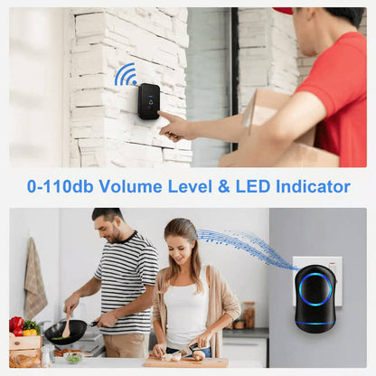 Wireless Doorbell System with 45 Chimes and LED Flash, 1000ft Range