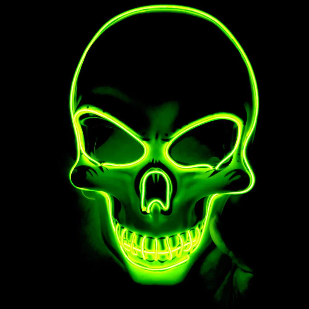 LED Skeleton Mask with 10 Color Options and 3 Flash Modes