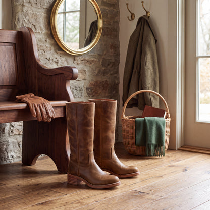 Mid Calf Boots for Women with Block Heel and Closed Toe, Side Seam Detail