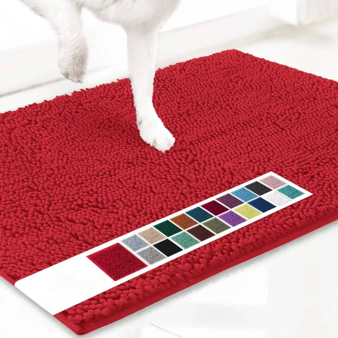 Microfiber Chenille Door Mat with TPE Anti-Slip Backing and Machine Washable Construction