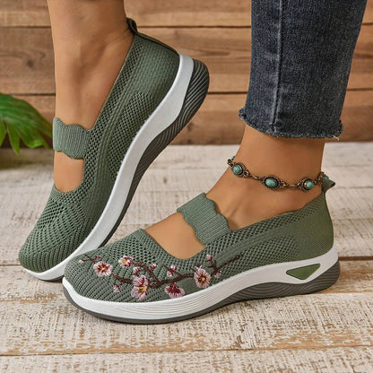 Women's Slip-On Sneaker with Breathable Mesh Upper and Elastic Instep Strap