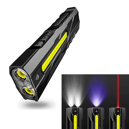 Rechargeable LED Flashlight with Magnetic Tail and UV Light, 1500 Lumens