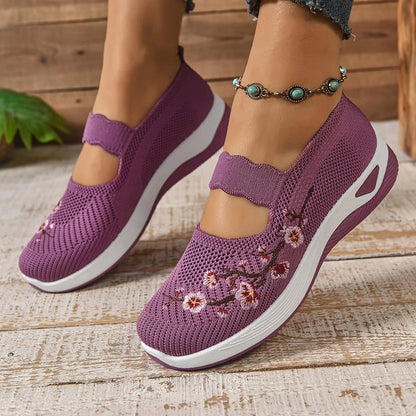 Women's Slip-On Sneaker with Breathable Mesh Upper and Elastic Instep Strap