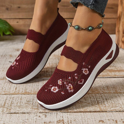 Women's Slip-On Sneaker with Breathable Mesh Upper and Elastic Instep Strap