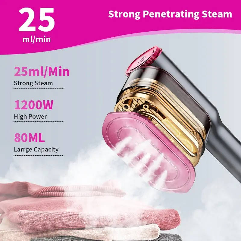 Garment Steamer with 90 Degree Rotating Head and 7 Fabric Settings, 15-Second Heat