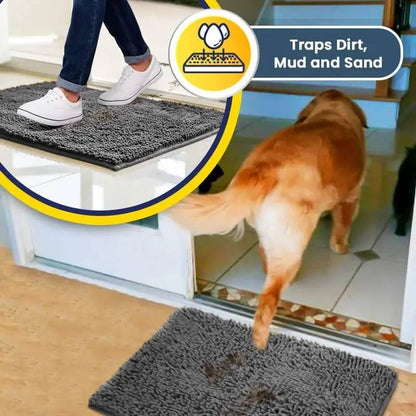 Microfiber Chenille Door Mat with TPE Anti-Slip Backing and Machine Washable Construction
