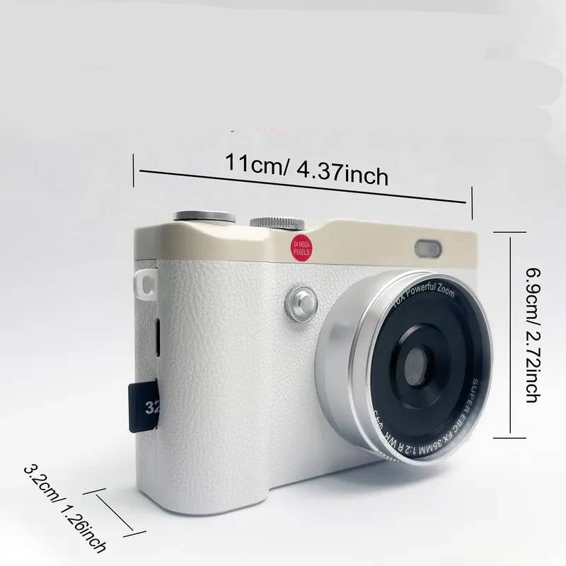 Digital Camera with 180 Degree Flip Screen and Auto Focus for Selfies, 64MP Resolution
