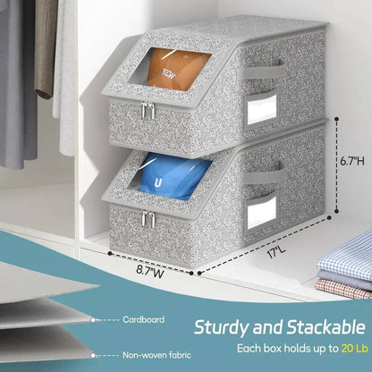 Hat Storage Boxes with Clear Windows and Metal Zipper, Holds 24 Caps Stackable