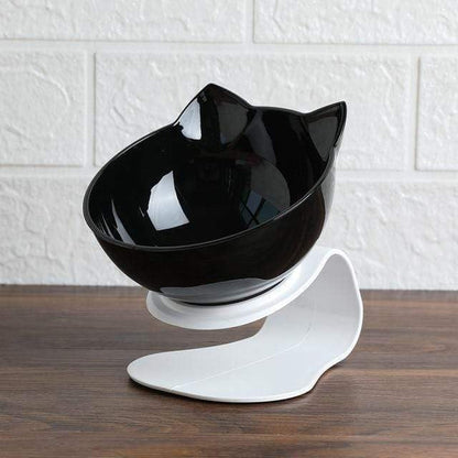 Elevated Cat Bowl with 15 Degree Tilt and Dual Transparent Dishes, Anti Slip Base