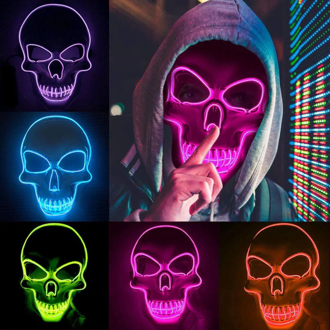 LED Skeleton Mask with 10 Color Options and 3 Flash Modes