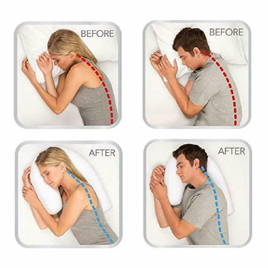 Side Sleeper Pillow with Center Ear Cutout and Polyester Fill