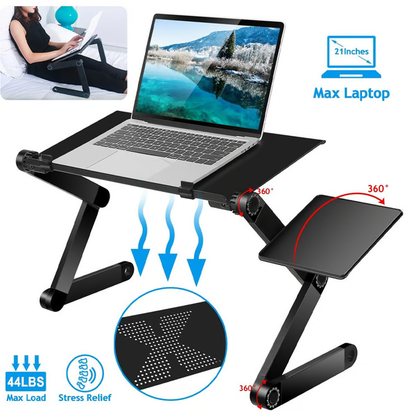 Adjustable Laptop Stand with Detachable Mouse Pad and Rotation Knobs for 7-21in Devices