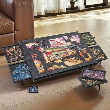 Portable Puzzle Table with Six Sorting Drawers Stand and Cover Lid for 1000 Piece Puzzles