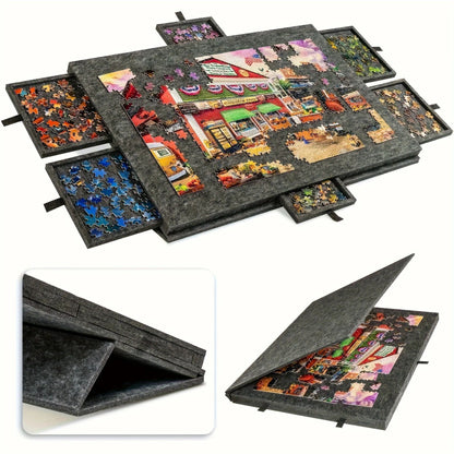 Portable Puzzle Table with Six Sorting Drawers Stand and Cover Lid for 1000 Piece Puzzles
