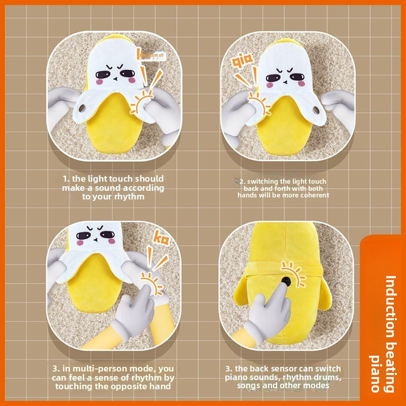 Banana Shaped Plush Toy with Touch Sensor Sounds for Kids and Family Fun