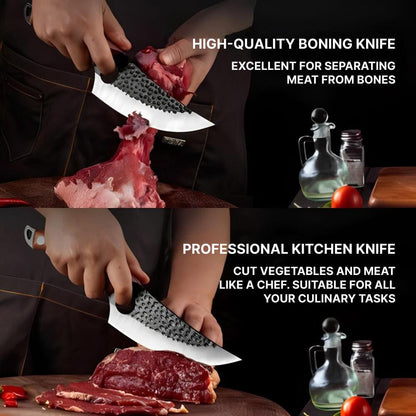 Chef's Knife with Precision Finger Notch and Cherry Wood Handle