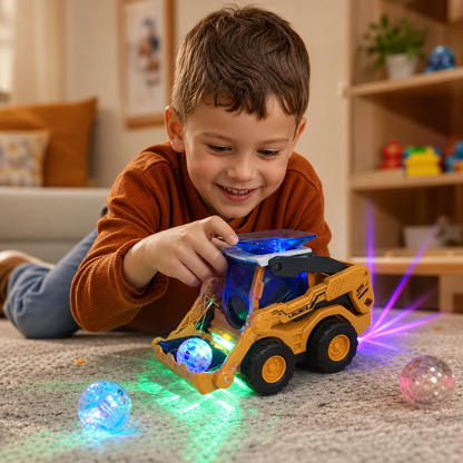 Light-Up Construction Bulldozer with Ball Launcher for Kids