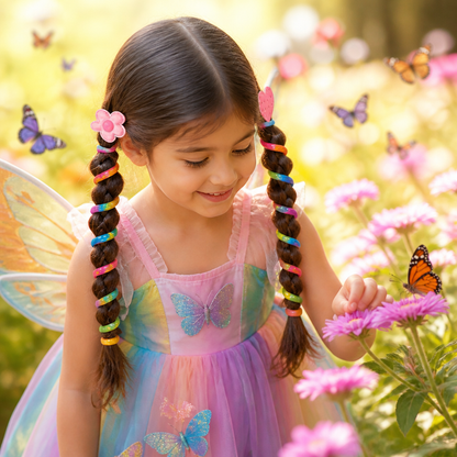 Spiral Hair Ties for Kids with Flower and Heart Designs