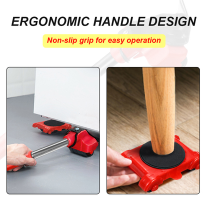 Furniture Lifter with 360-Degree Rotating Pads and Leverage Handle