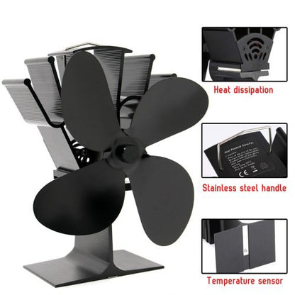 Thermoelectric Stove Fan with 4-Blade Aluminum Design and Auto Speed Control