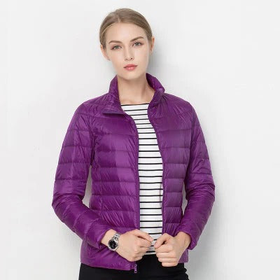 Womens Lightweight Short Jacket with Front Placket for Everyday Layering