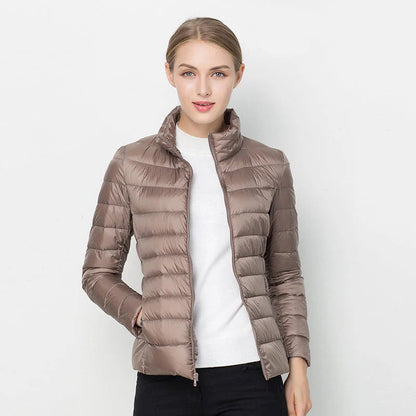 Womens Lightweight Short Jacket with Front Placket for Everyday Layering