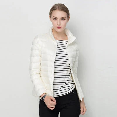 Womens Lightweight Short Jacket with Front Placket for Everyday Layering