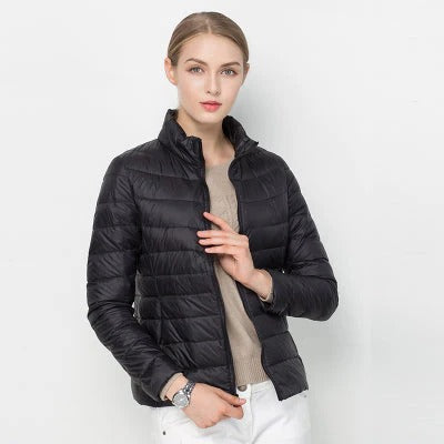Womens Lightweight Short Jacket with Front Placket for Everyday Layering