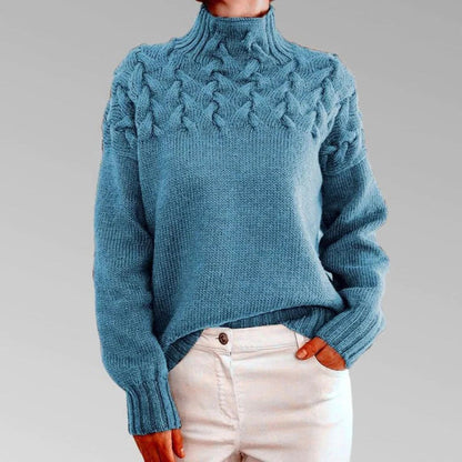Turtleneck Sweater with Extended Hip Length and Soft Knit Fabric