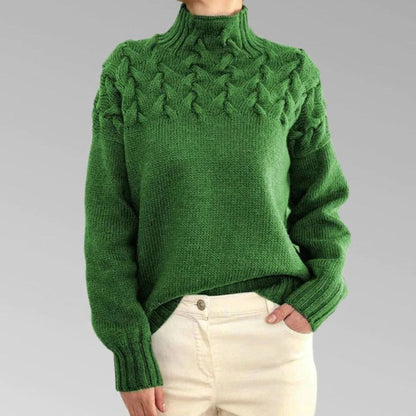 Turtleneck Sweater with Extended Hip Length and Soft Knit Fabric