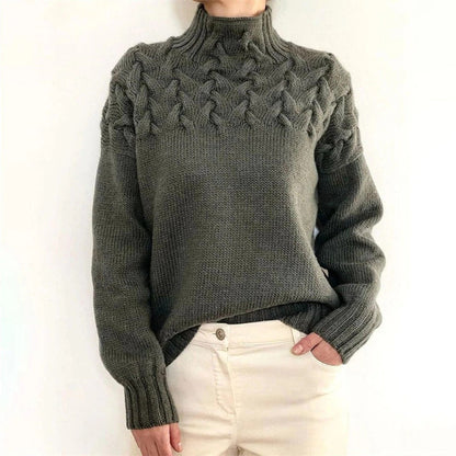 Turtleneck Sweater with Extended Hip Length and Soft Knit Fabric