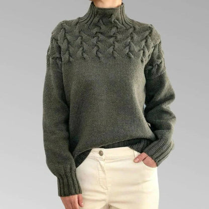 Turtleneck Sweater with Extended Hip Length and Soft Knit Fabric