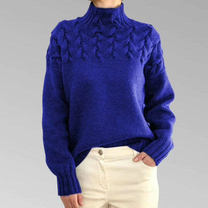 Turtleneck Sweater with Extended Hip Length and Soft Knit Fabric