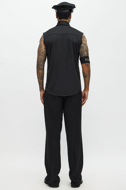 Black Uniform Costume Set with Shirt and Hat for Men