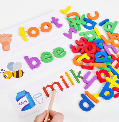 Letter Recognition Spelling Game with Picture Cards and Letter Pieces for Preschool