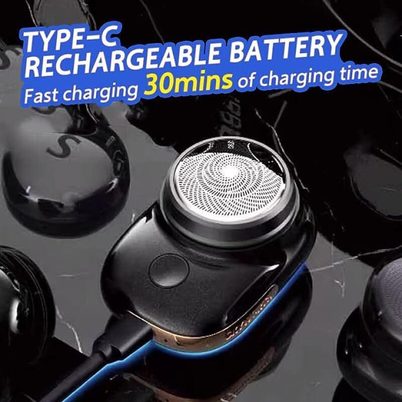 Mini Electric Shaver with 6 Stainless Steel Blades and 7200 RPM Motor, Wet or Dry