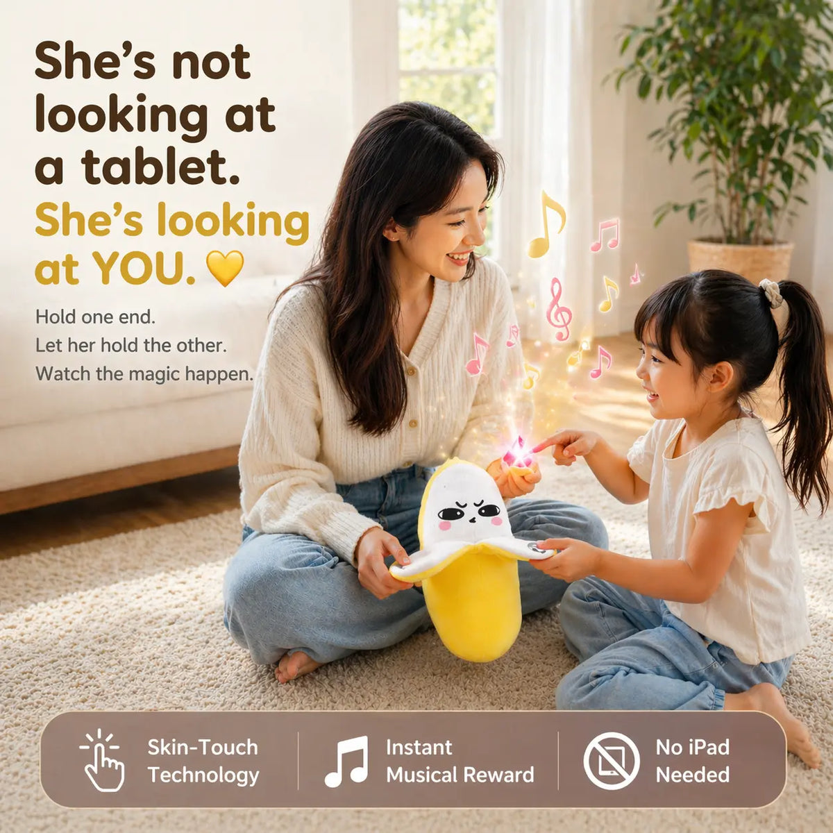 Interactive Parent-Child Plush Toy with Musical Sensory Activities and Shared Play Design
