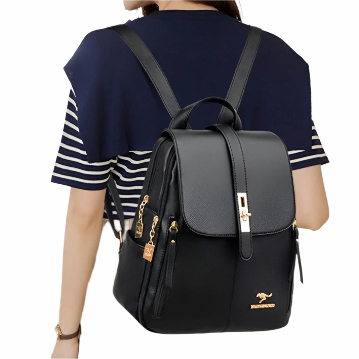High-quality women's luxury backpack, durable PU leather, comfortable for work, travel, everyday.