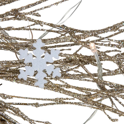 Illuminated Christmas Wreath with 25 Warm White Lights and Snowflake Accents, 28 Inch